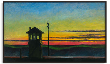 Inspiration Coucher de soleil sur la voie ferrée Hopper - peinture à l'huile